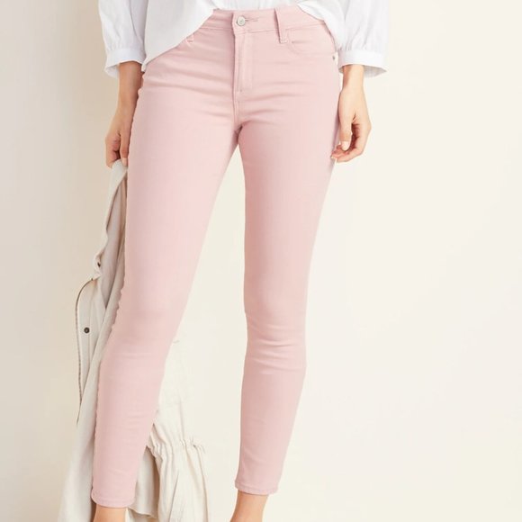 OLD NAVY ROCKSTAR ** NWT ** HIGH WAIST jeans Sz 6 HIGH RISE Dust Pink BARBIECORE - Picture 1 of 11